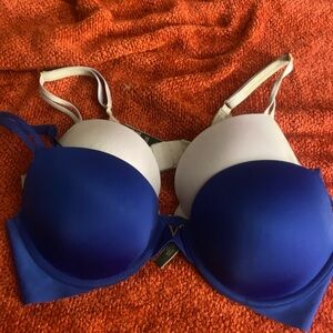 Victoria's Secret Blue and White T-Shirt Bra with Underwire